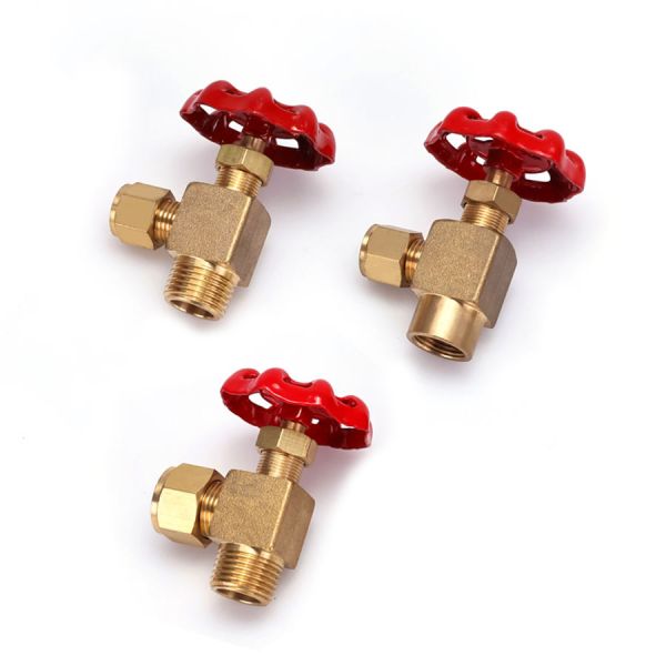 Brass Compression Type Angle Needle Valve BSP NPT Male Thread High Pressure Needle Regulating Valve for Instrument Tubing