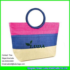 Wholesale LUDA striped straw beach bag ring fashion lady straw handbag paper straw from china suppliers