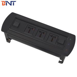 Wholesale Electric Black Aluminum Alloy  Desk Pop Up Media Socket With 3*Universal Power from china suppliers