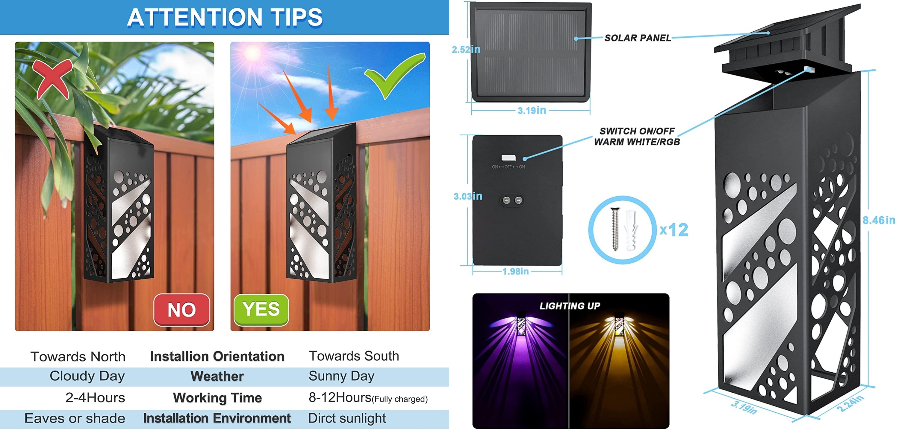 Solar Fence Light Shaped Deck Light Outdoor Waterproof Step Dock Light Decoration Garden Courtyard Staircase