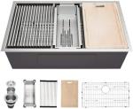 30'' Undermount Ledge Workstation Kitchen Sink 1 Bowl 18 Gauge