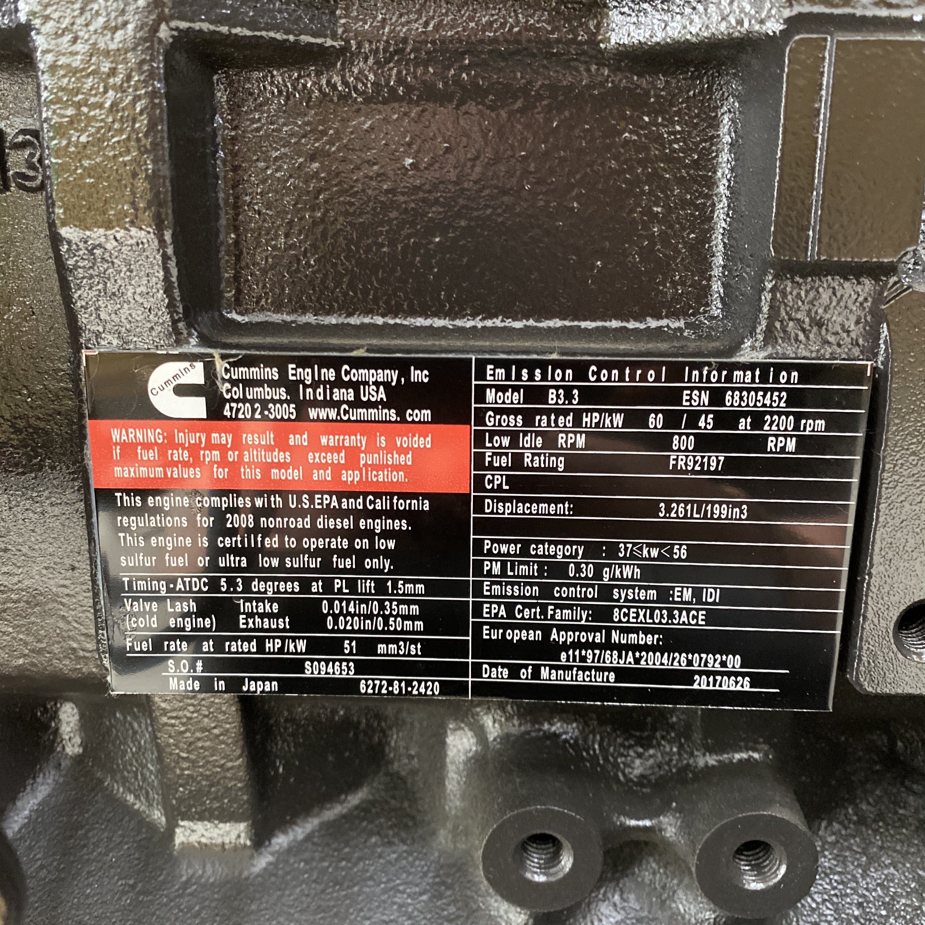Brand New Cummins B3.3 Motor