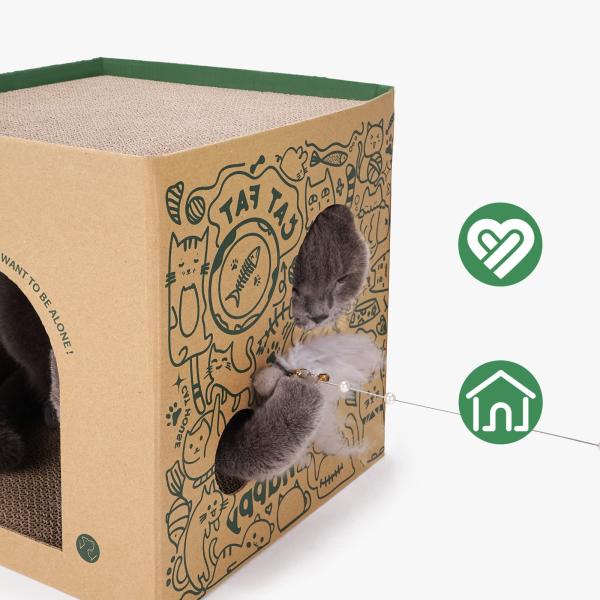 Customized Christmas Cat Playhouse with Scratcher Eco-Friendly Corrugated Paper Indoor Cat House for Pets & Dogs