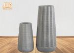 2 Sizes Artificial Plants Fiberglass Flower Pots Natural Sand Frosted Gray