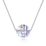 3.5g 17in Sterling Silver Jewelry Necklaces 8mm Ball Aurora Crystal Diamond