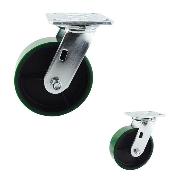 2 Inch Industrial Green PU Heavy Trolleys Swivel Wheel With Ball Bearing