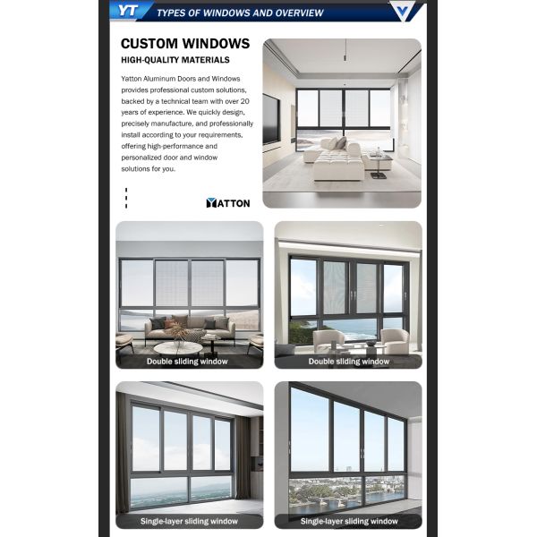 Modern Aluminum Sliding Window with Stainless Steel Screen for Kitchen & School Use
