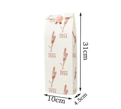 FSC SGS BRC Flexo Printing French Bread Paper Bags Baguette Self Adhesive Seal