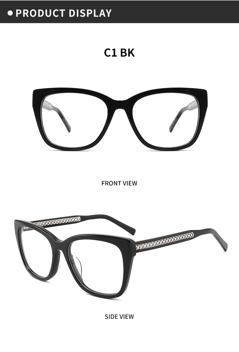 AC Lens Cateye 140 mm Temples Eye Glasses Acetate Handmade Unique