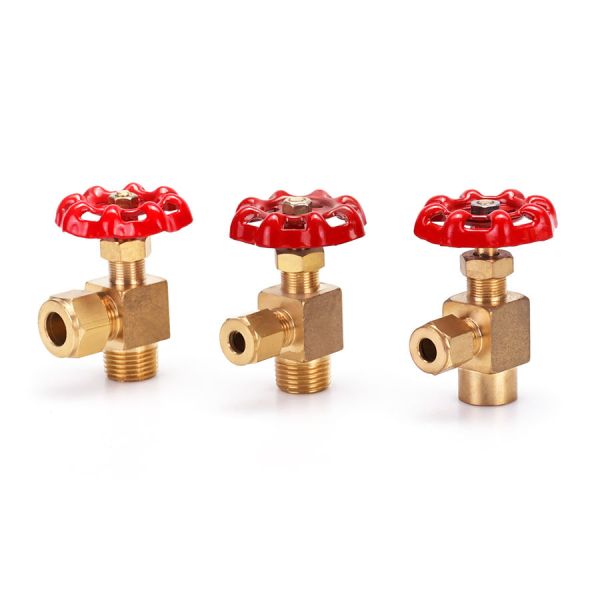Brass Compression Type Angle Needle Valve BSP NPT Male Thread High Pressure Needle Regulating Valve for Instrument Tubing