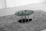 Folding Modern Glass Oval Dining Table Tempered Glass Stainless Steel Frame