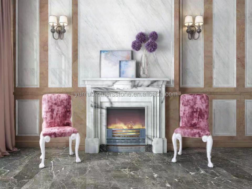 Indoor Fragrant Snow Plum Fireplace Surround in Arched French Style Stone for York Homes