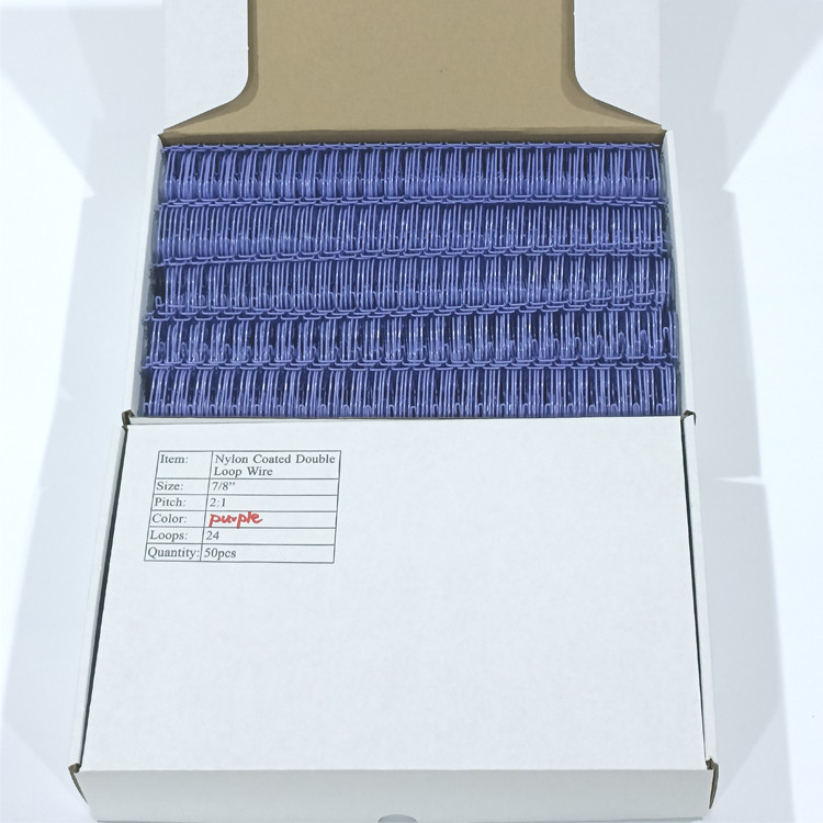 Blue Double Loop Wire Ties 1-1/2 Inch Nylon Twin Wire Binding For Books