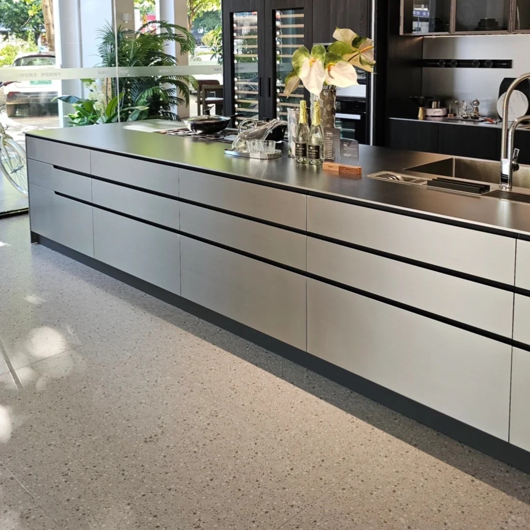 Complete Aluminum Kitchen Cupboards Set Modern Custom Stainless Steel Kitchen Cabinets