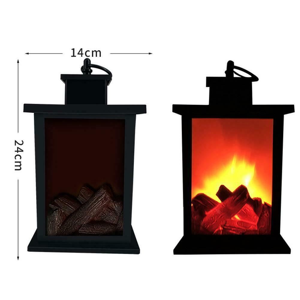 Flickering Fireplace Lamp Log Fire Flame Effect LED Lantern Christmas Decoration Light