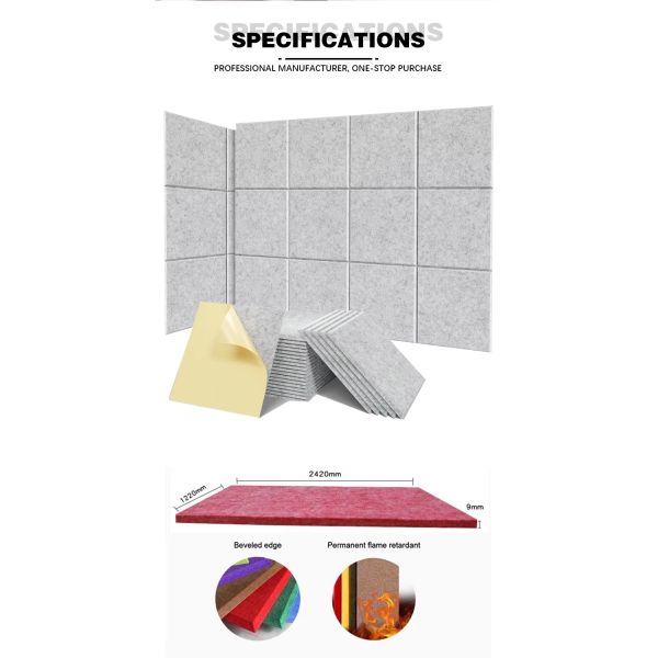 Acoustic Wall Panel For Noise Reduction Made From Custom PET Sound Absorbing Material