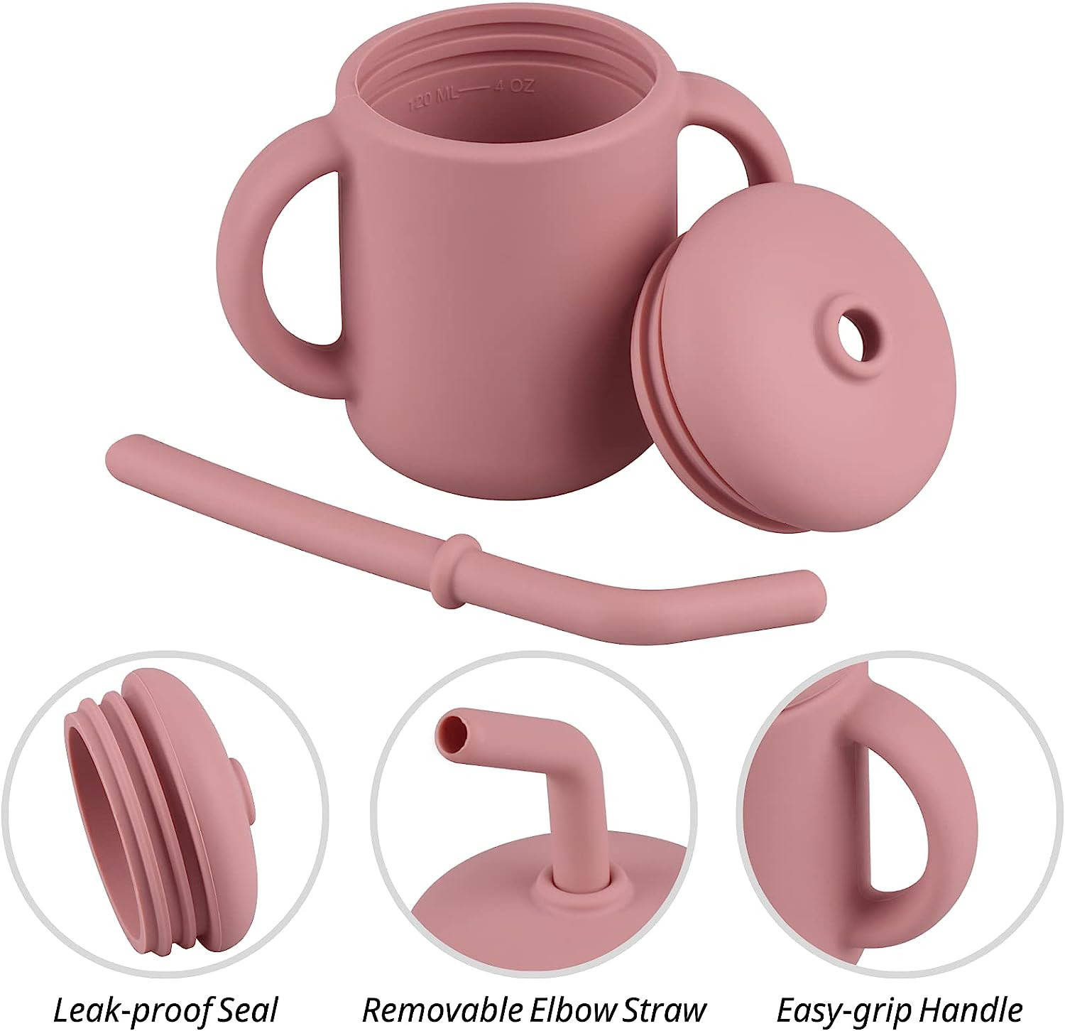 Multicolor Tasteless Silicone Straw Sippy Cup , Microwaveable Silicone Learning Cup