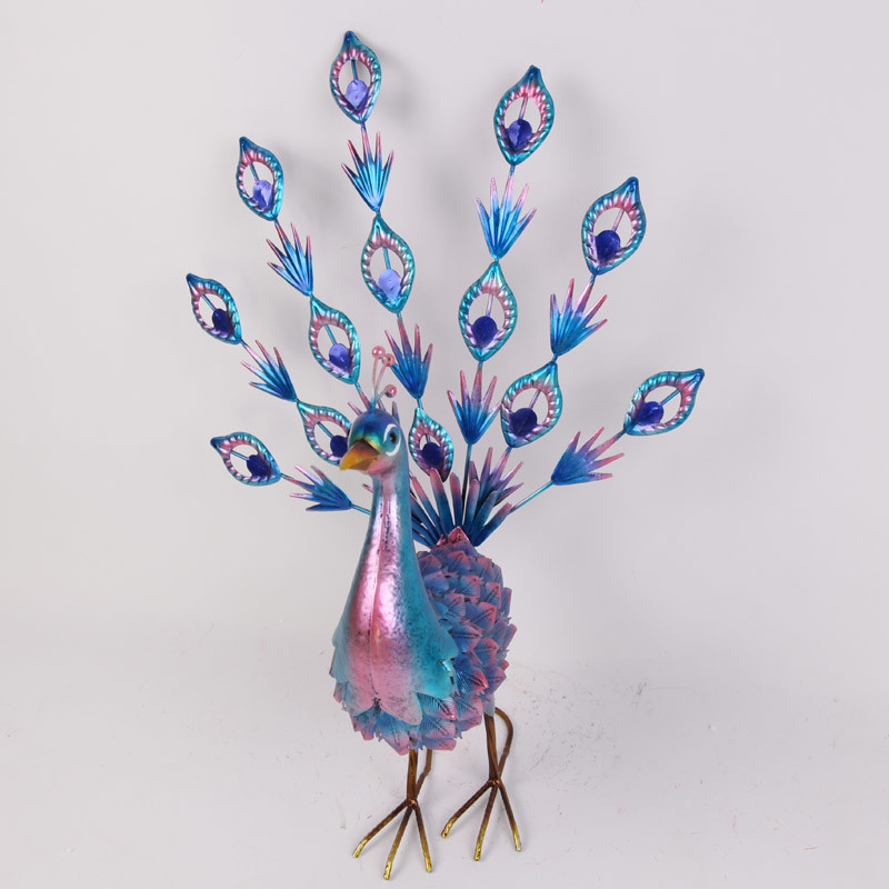 Iron Peacock Multicolor Weatherproof Animal Garden Figurines for Your Outdoor Wonderland