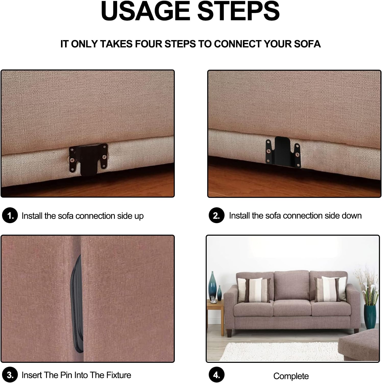 Universal Sectional Sofa Interlocking Sofa Connector Bracket with Hardware