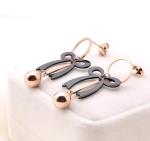 Rose Gold Plated Plain Ribbon Bow Tassel Stud Earrings Women Fashion Jewelry ,