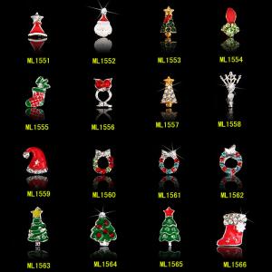 Wholesale 3D Christmas nail art decorations tools alloy jewelry nail glitter rhinestone ML1551-1566 from china suppliers