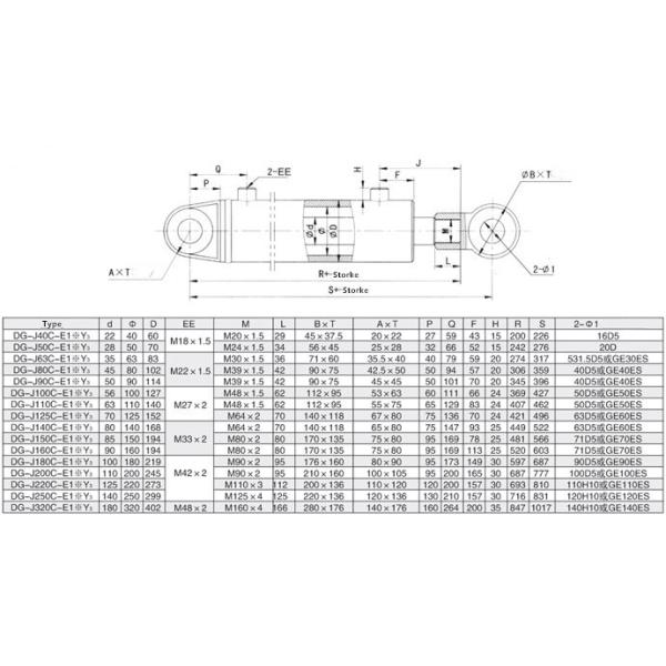 CS Ss Industrial Hydraulic Cylinder Double Acting Single Piston Rod φ40 - 200mm DG Type Vehicle