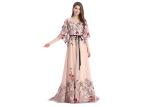 Party Prom Floral Evening Dress , High - Waisted Half Sleeve Formal Dresses