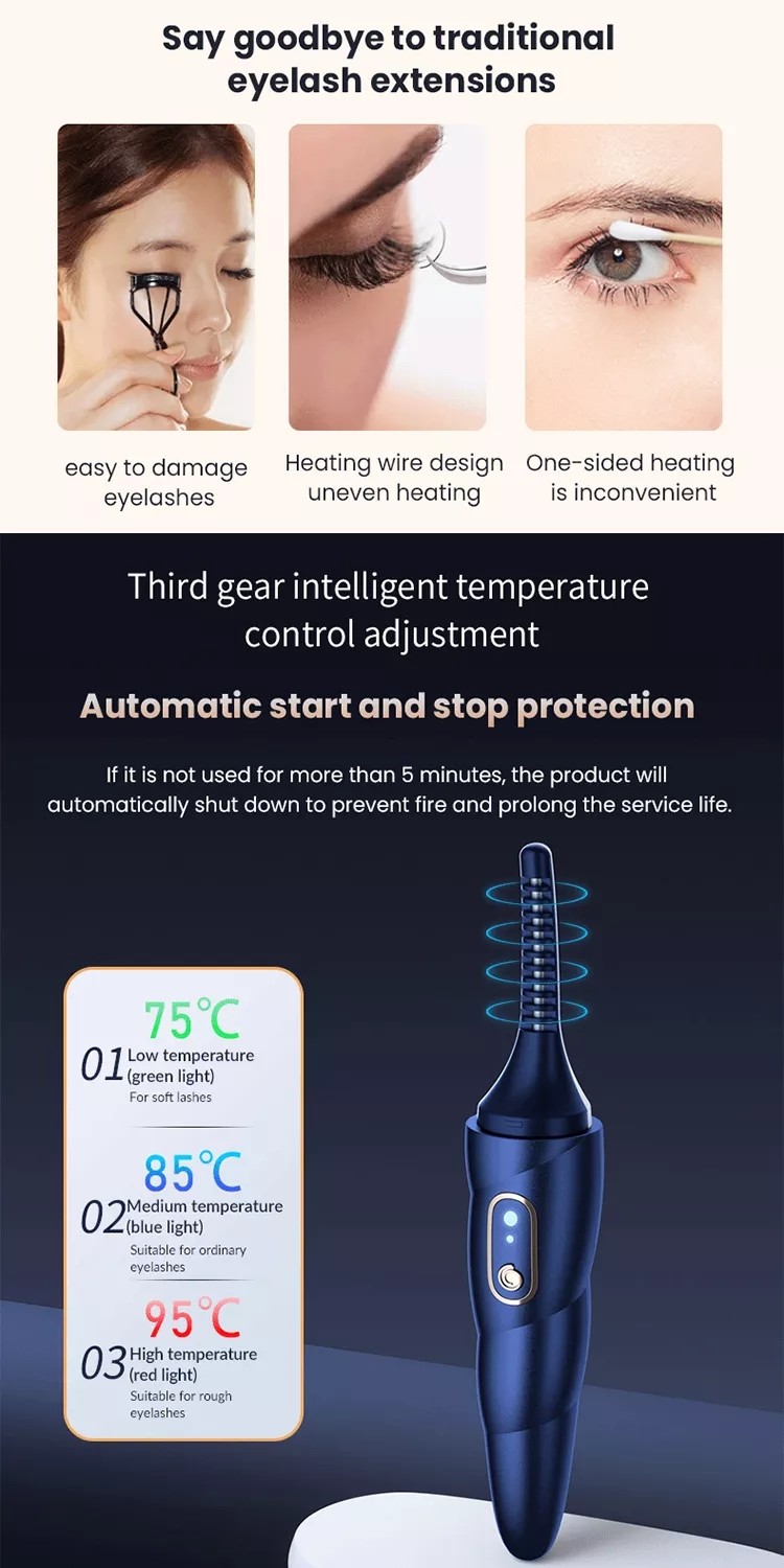 Fast Electric Eyelash Beauty Makeup Rechargeable Heating Beauty Equipment Handle Heater Eyelash Curler