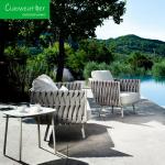 Customized Professional Modern Hotel Outdoor Fabric Aluminum Frame 2 Sets Lounge