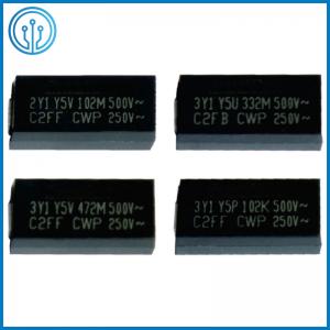 China 11.4x6.0mm Plastic Encapsulation Chip Safety Capacitor 500VAC 10-4700pF Y5P Y5U Y5V on sale