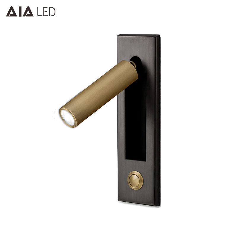 Contemporary embedded mounted Gold Brushed led wall lamps 3W led wall light led reading bedside wall light