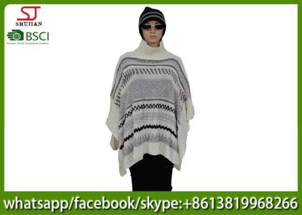420g 60*105cm 100%Acrylic knitting jacquard with snood poncho best price factory