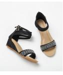 BS172 Fashion Sandals Women'S European And American Rhinestone Cross Strap Back