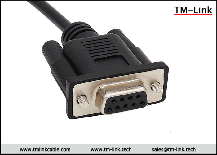 RS232 DB9 D-Sub 9pin female black PVC industrial data cable assembly
