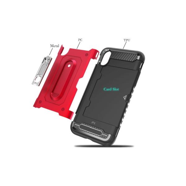 2 in 1 PC+TPU Color Red Black Kickstand Armor Case Back Cover For IphoneXS IphoneXR IphoneXS MAX Iphone8 Iphone8 Plus
