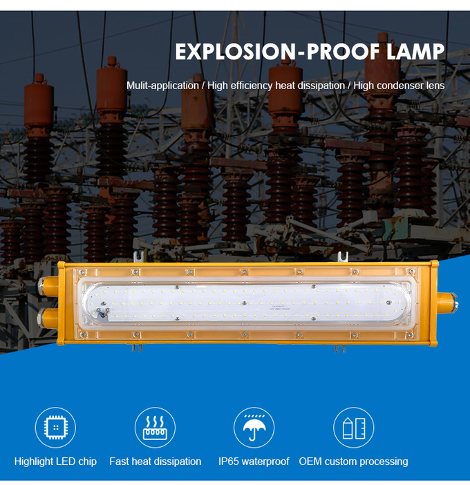 50w 100w Industry Explosion Proof Linear Light Emergency Lighting Fixtures