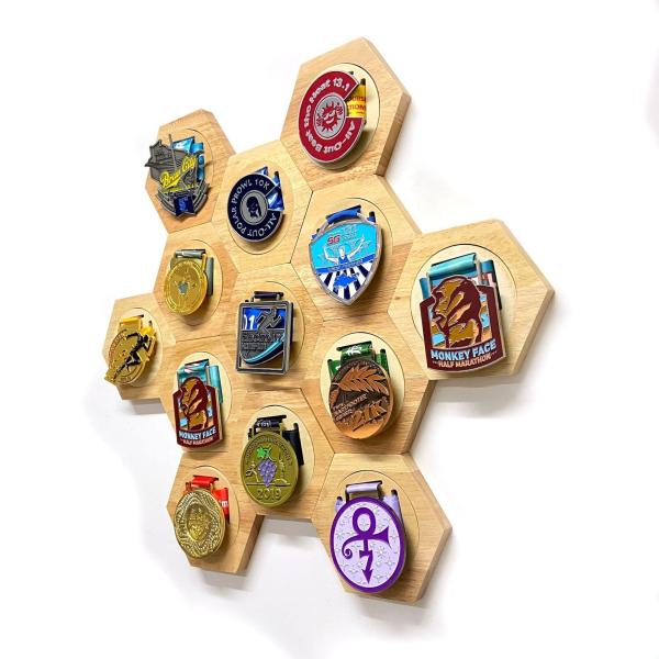 Wooden Trophy Display Stand Handmade Wooden Award Display Rack Elegant Wooden Shelf for Trophies Medals and Achievements Ideal for Offices Homes and