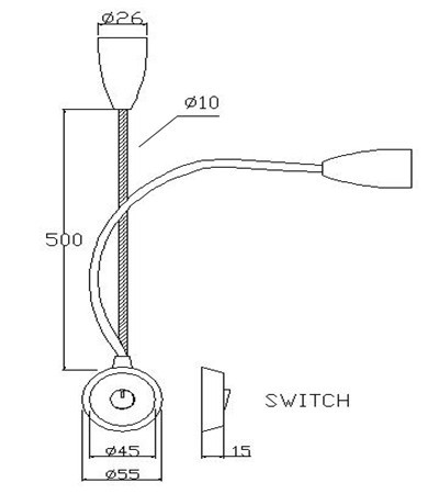 25000 Hours Working Time Flexible Wall Mount Light for Hotel Bedside Headboard Reading