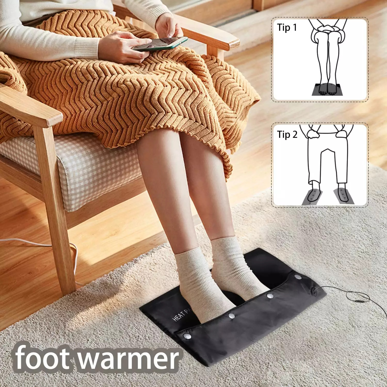 Electric Hand Warmer Pouch USB Heating Pad Washable Chair Cushion Style