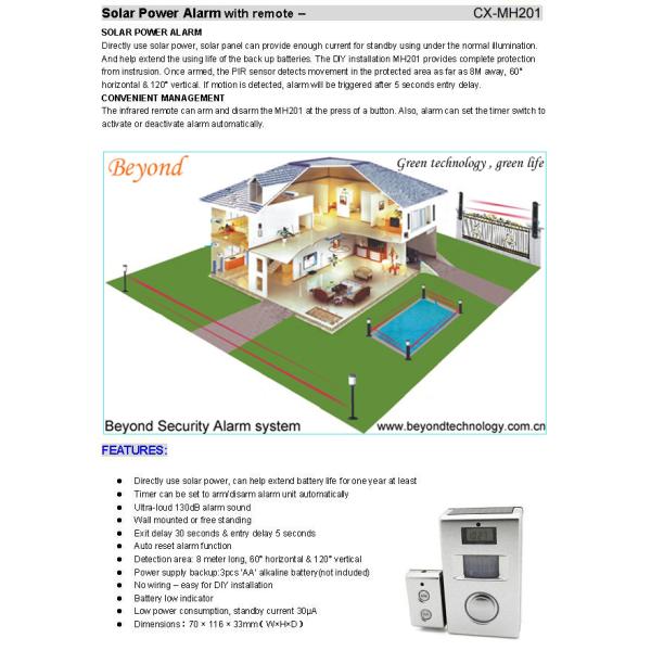 Solar Battery Powered Automatic Switch Motion Sensor Alarms For Home Guard