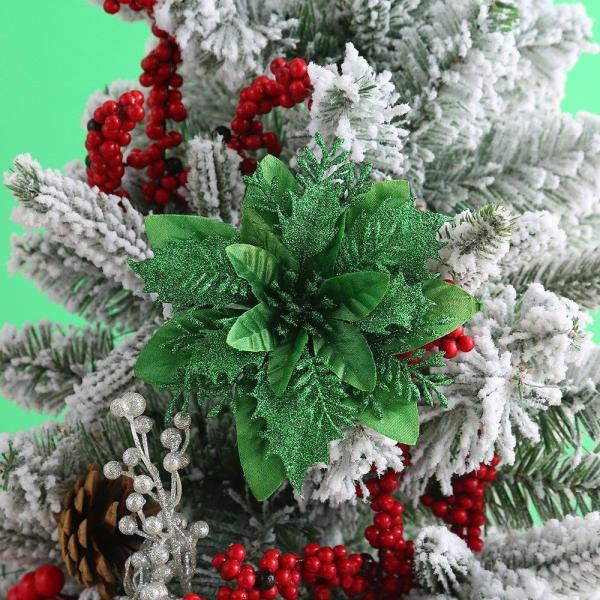 Xmas Silk Fake Holiday Flowers Scene Decoration Poinsettia Pendant