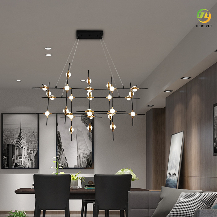 Hotel Reception Lobby Wrought Iron Paint Shelf LED Ceiling Lamp