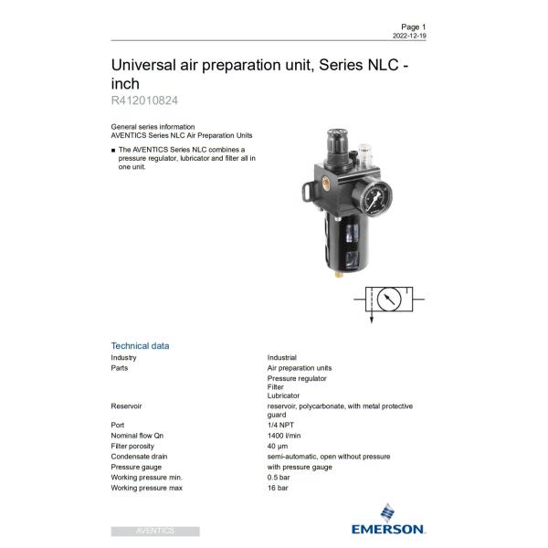 AVENTICS Universal Air Handling Unit Air Preparation Unit Series NLC – 0821300030