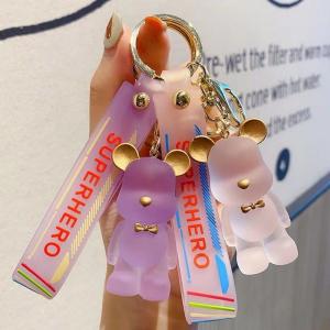 Wholesale OEM Welcome Cute Diamond Bear Keychain Kawaii Keychains Wristlet Strap Wrist Lanyard from china suppliers