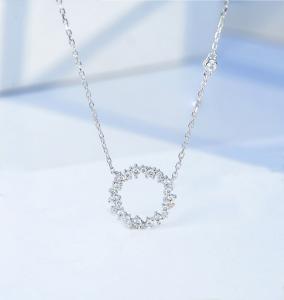 Wholesale 0.22ct 18K Gold Diamond Necklace 12mm 1.8 Grams Open Circle Diamond Pendant from china suppliers
