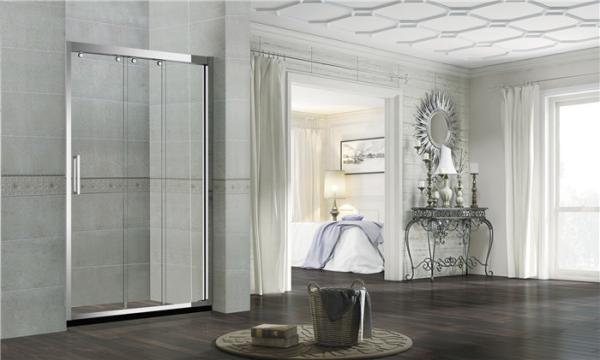Without Magnetic Seals Glass Shower Screens Double Sliding Stainless Steel One