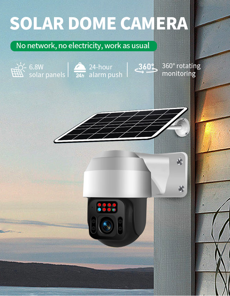 HD 1080P Camera Security Outdoor PTZ Surveillance Camera Full Color Night Vision Motion Detection Wifi Solar Camera