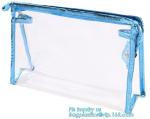 Clear PVC Makeup Bag With Button Closure Slider Cosmetic Packaging Bags,