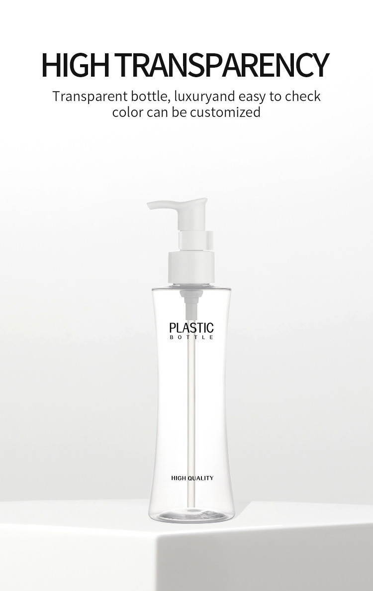 Transparent custom empty cosmetics plastics face cream body lotion 200ml pump bottle