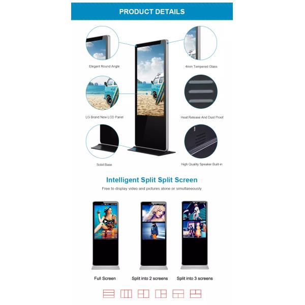 43 Inch Floor Standing LCD Display for Indoor Kiosk with WiFi 4K HD HDMI Media Player